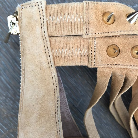 Alexandra G Tan Brown Open Toe Studded Strapy Stiletto Heels Size 37 AU 6 NEW - Picture 10 of 14